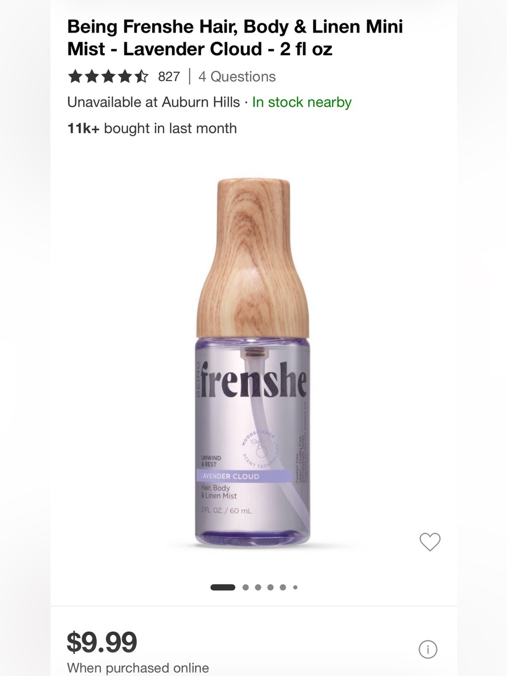 Being Frenshe Set of 2 Lavender Cloud Hair, Body & Linen Mist - Lavender